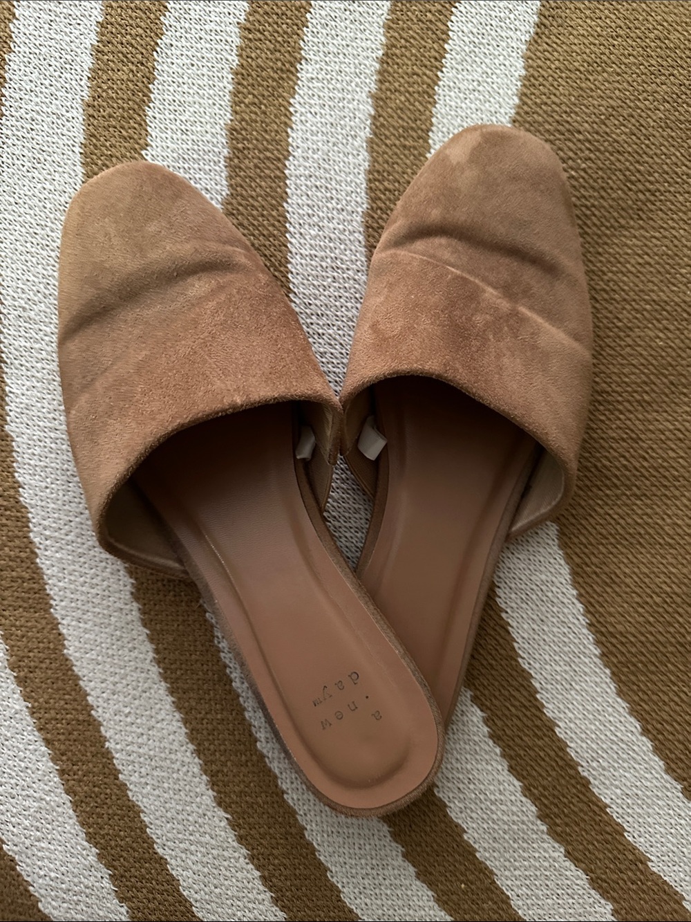A New Day Suede Backless Mules in Light Brown